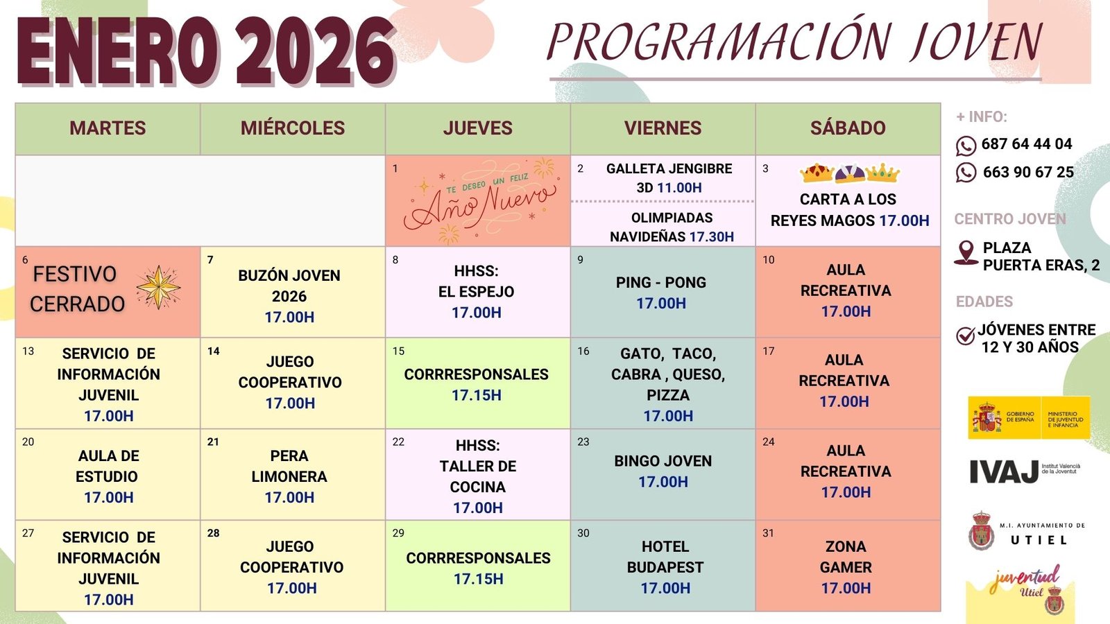 Calendario Agenda Utiel Joven 2025