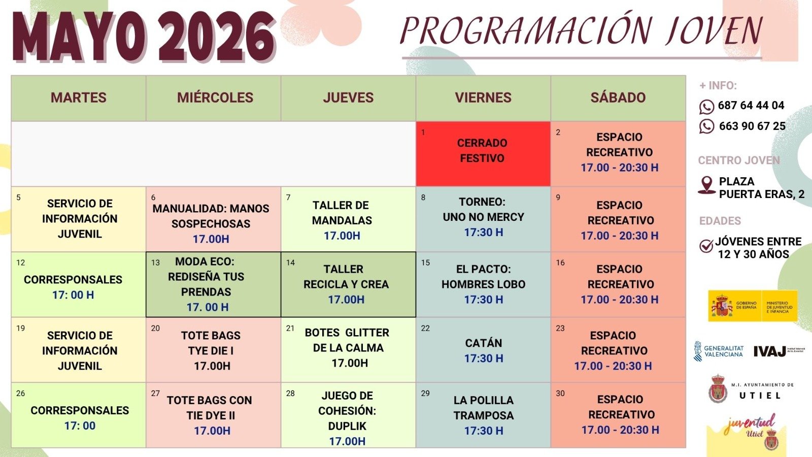 Calendario Agenda Utiel Joven 2025